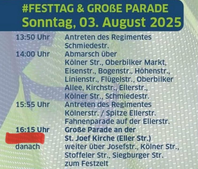 …wir sind heute für Euch in Oberbilk um dort die Parade live…