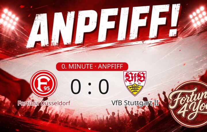 Anpfiff! Fortuna Düsseldorf gegen VfB Stuttgart II. Spielstand: 0:0.