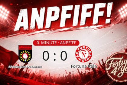 Anpfiff! SG Sonnenhof Großaspach gegen Fortuna Köln. Spielstand: 0:0.