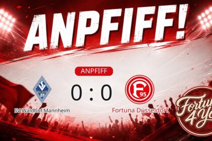 Anpfiff! SV Waldhof Mannheim gegen Fortuna Düsseldorf. Spielstand: 0:0.