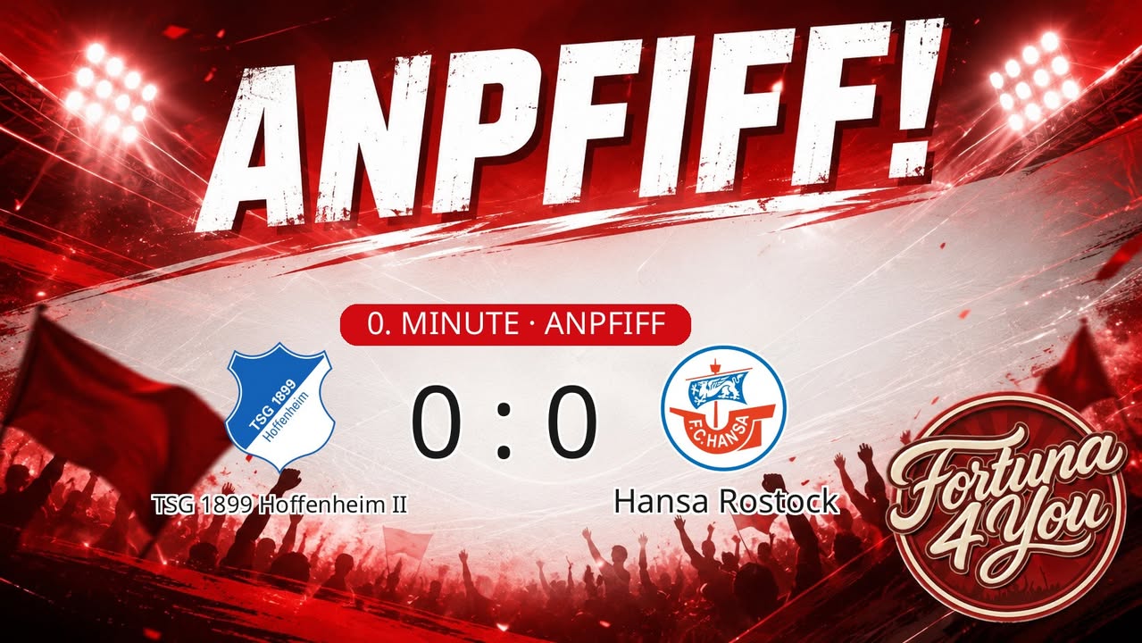 Anpfiff! TSG 1899 Hoffenheim II gegen Hansa Rostock. Spielstand: 0:0.