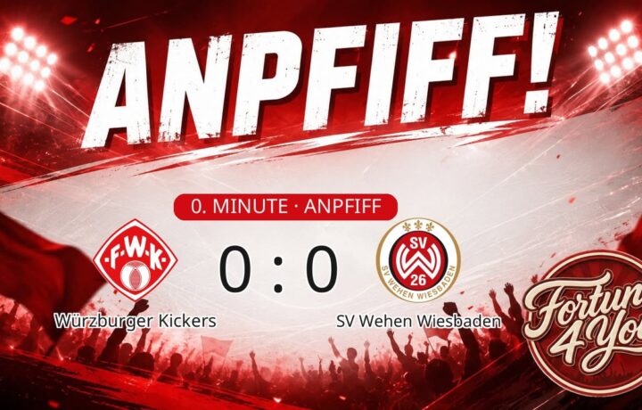 Anpfiff! Würzburger Kickers gegen SV Wehen Wiesbaden. Spielstand: 0:0.