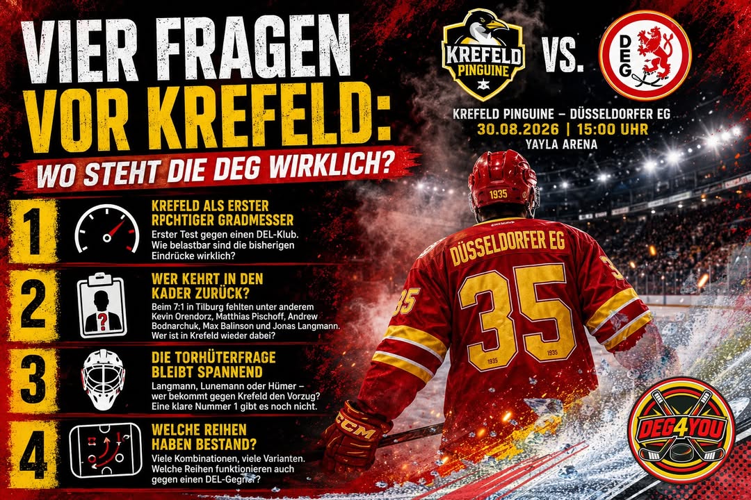 🏒🔴🟡VIER FRAGEN VOR KREFELD: WO STEHT DIE DEG WIRKLICH?
