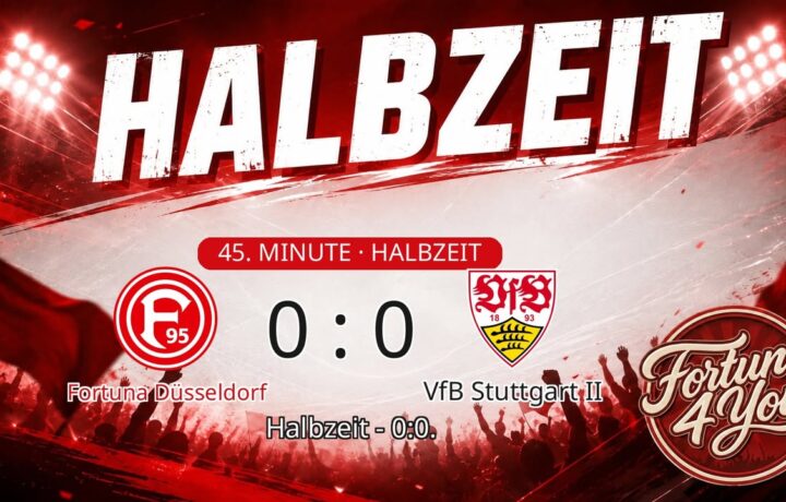 Halbzeit bei Fortuna Düsseldorf gegen VfB Stuttgart II. Spielstand: 0:0.