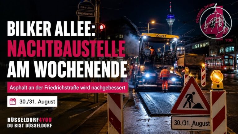 NACHTARBEITEN AN DER BILKER ALLEE: NEUER ASPHALT MUSS NACHGEBESSERT WERDEN