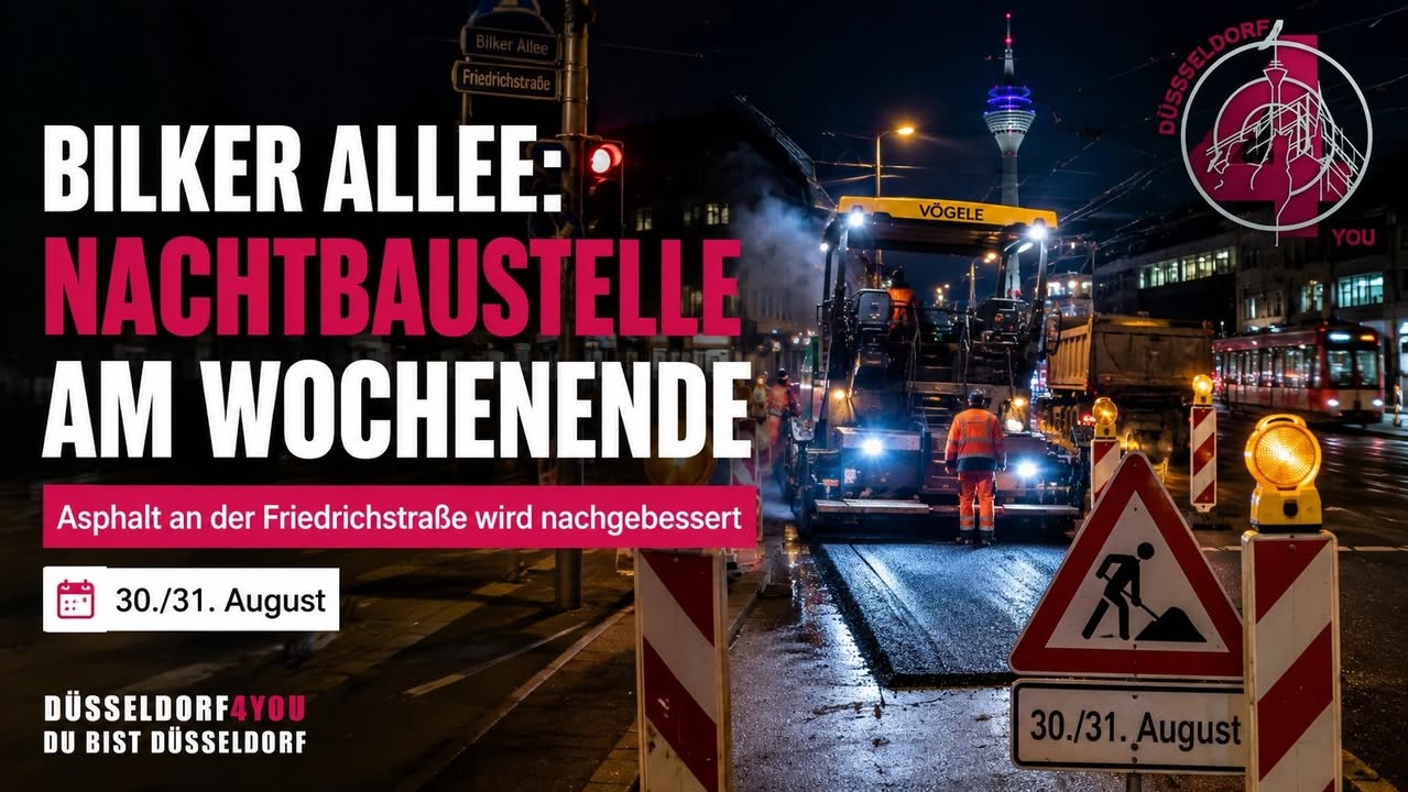 NACHTARBEITEN AN DER BILKER ALLEE: NEUER ASPHALT MUSS NACHGEBESSERT WERDEN