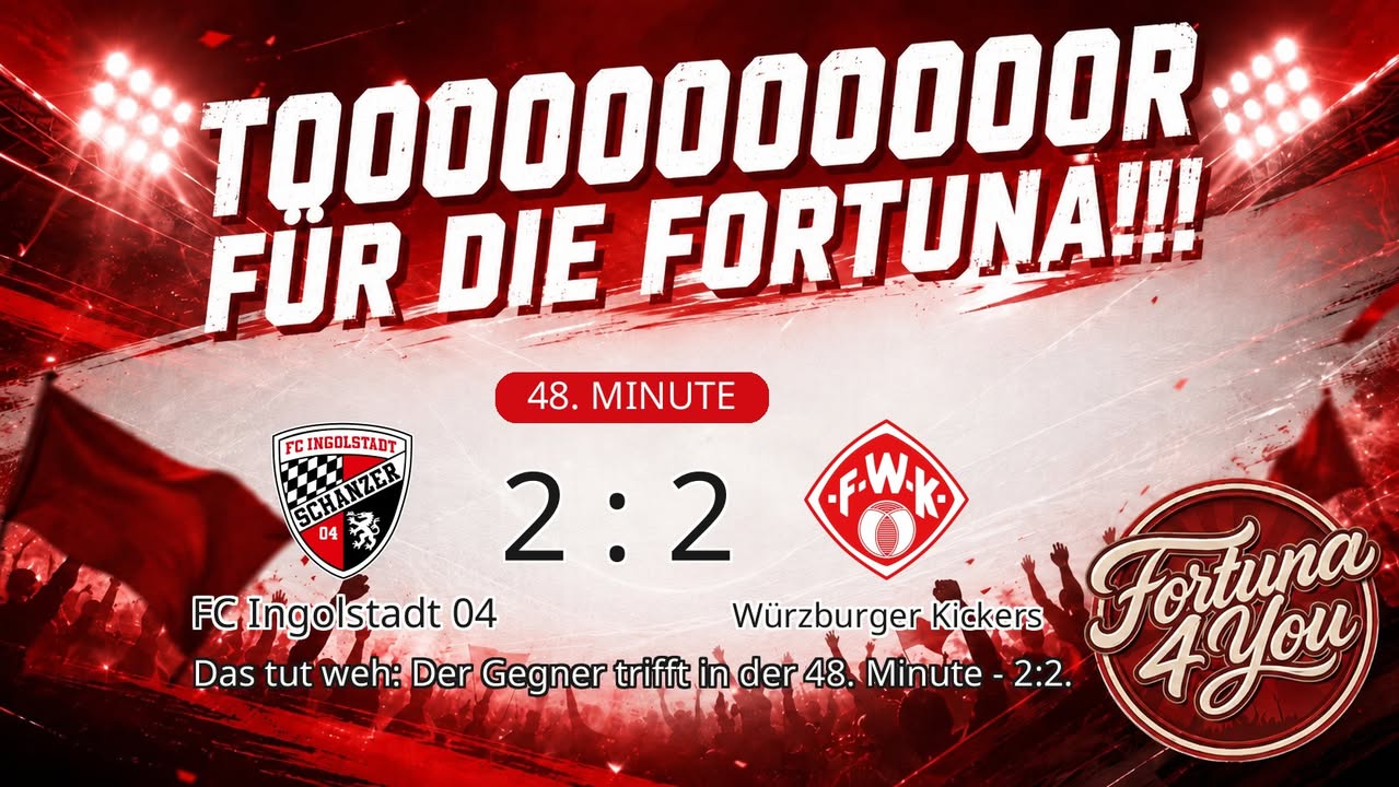 TOOOR für die Fortuna! (48. Minute) Neuer Spielstand: 2:2.