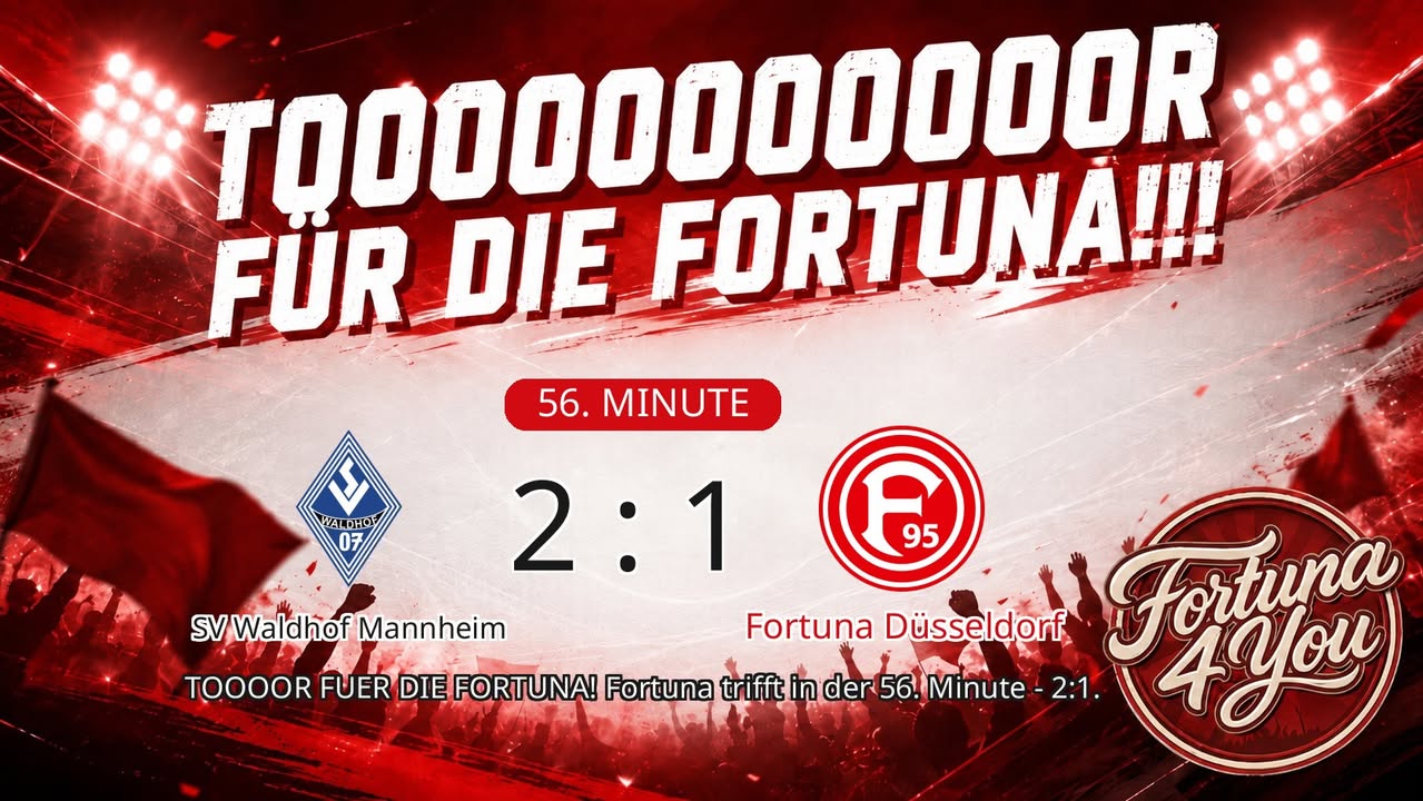 TOOOR für die Fortuna! (56. Minute) Neuer Spielstand: 2:1.