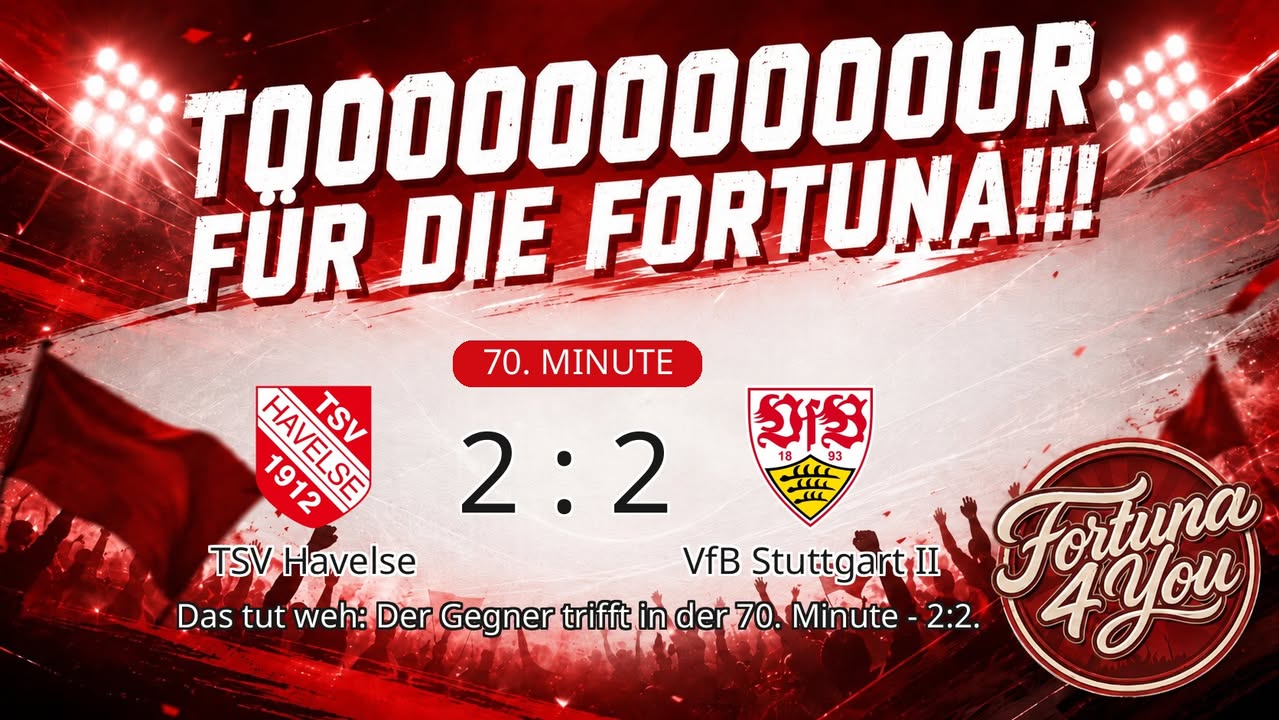 TOOOR für die Fortuna! (70. Minute) Neuer Spielstand: 2:2.