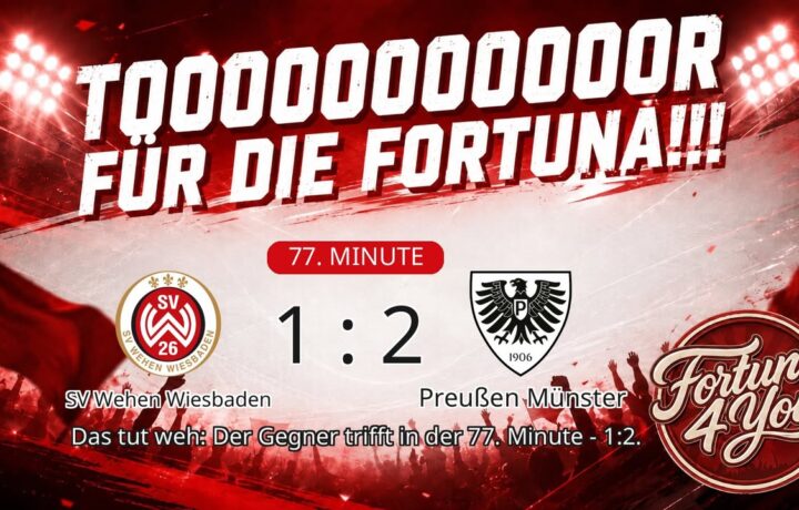 TOOOR für die Fortuna! (77. Minute) Neuer Spielstand: 1:2.