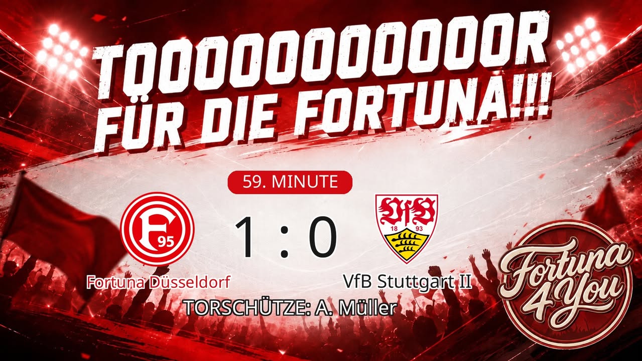 TOOOR für die Fortuna! Torschütze: A. Müller. (59. Minute) Neuer Spielstand: 1:0.