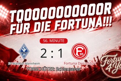 TOOOR für die Fortuna! Torschütze: Schleusener. (56. Minute) Neuer Spielstand: 2:1.