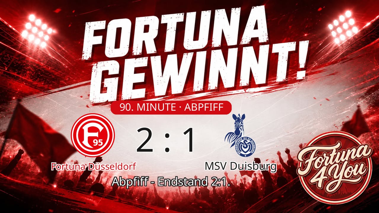 Abpfiff! Fortuna Düsseldorf 2:1 MSV Duisburg.