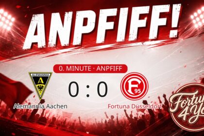 Anpfiff! Alemannia Aachen gegen Fortuna Düsseldorf. Spielstand: 0:0.