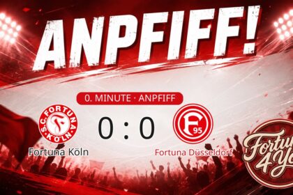 Anpfiff! Fortuna Köln gegen Fortuna Düsseldorf. Spielstand: 0:0.