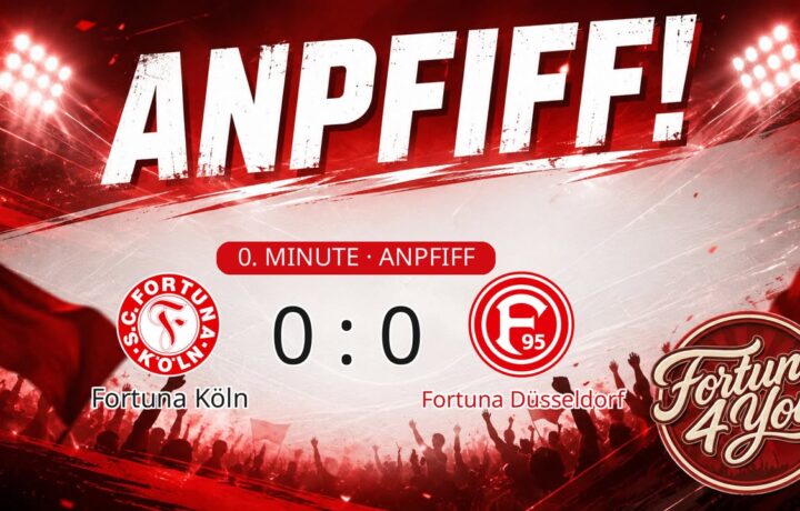Anpfiff! Fortuna Köln gegen Fortuna Düsseldorf. Spielstand: 0:0.