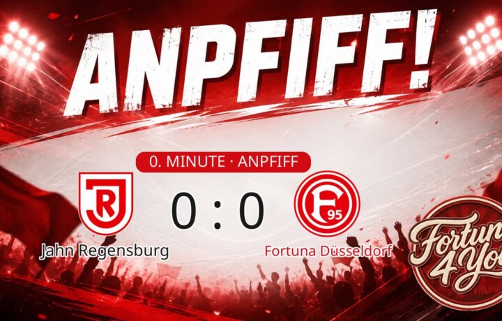 Anpfiff! Jahn Regensburg gegen Fortuna Düsseldorf. Spielstand: 0:0.