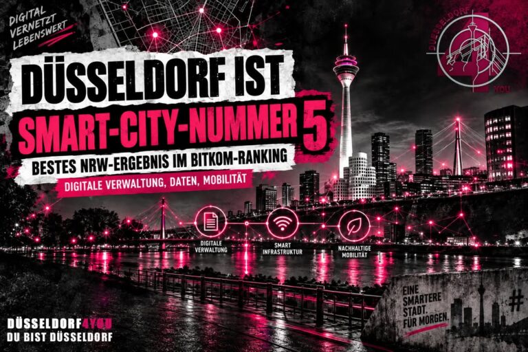 ☝️🫵👉 DÜSSELDORF IST DEUTSCHLANDS SMART-CITY-NUMMER FÜNF – ABER WAS MERKT MAN DAVON?