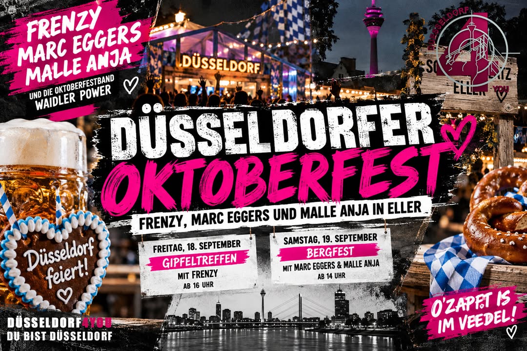 ☝️🫵👉 DÜSSELDORFER OKTOBERFEST: FRENZY, MARC EGGERS UND MALLE ANJA IN ELLER