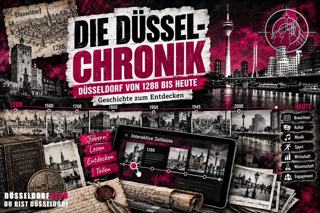 ☝️🫵👉 DÜSSELDORFS GESCHICHTE ZUM DURCHKLICKEN – DIE DÜSSEL-CHRONIK ALS ZEITREISE