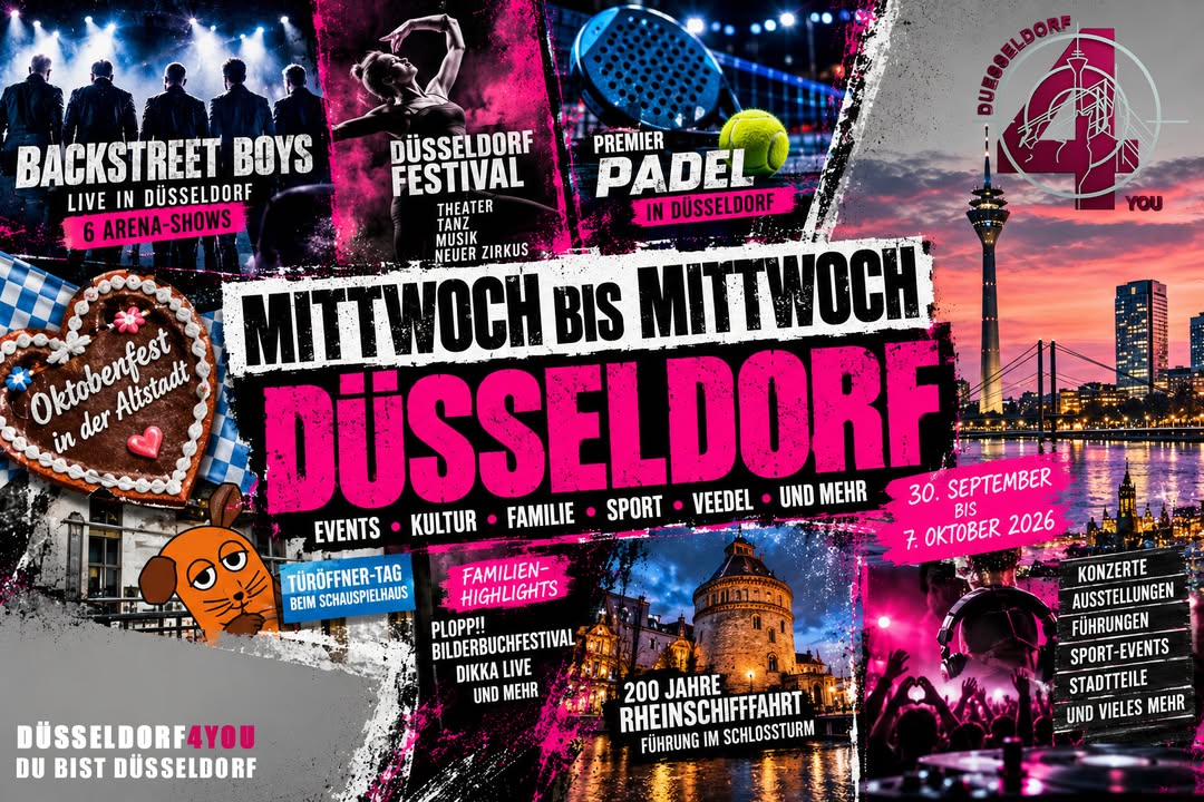 ☝️🫵👉 MITTWOCH BIS MITTWOCH: DÜSSELDORF STARTET IN DEN OKTOBER