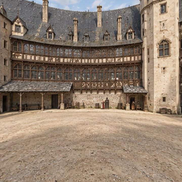☝️🫵👉 So oder so ähnlich könnte es um 1587 im Innenhof des…