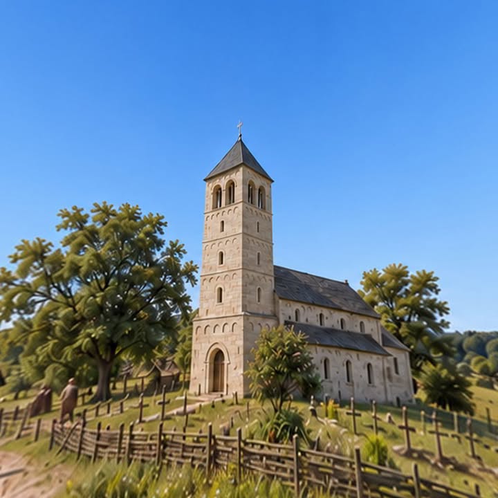 ☝️🫵👉 So oder so ähnlich könnte Kirchbilk um 1200 ausgesehen haben: Alt…