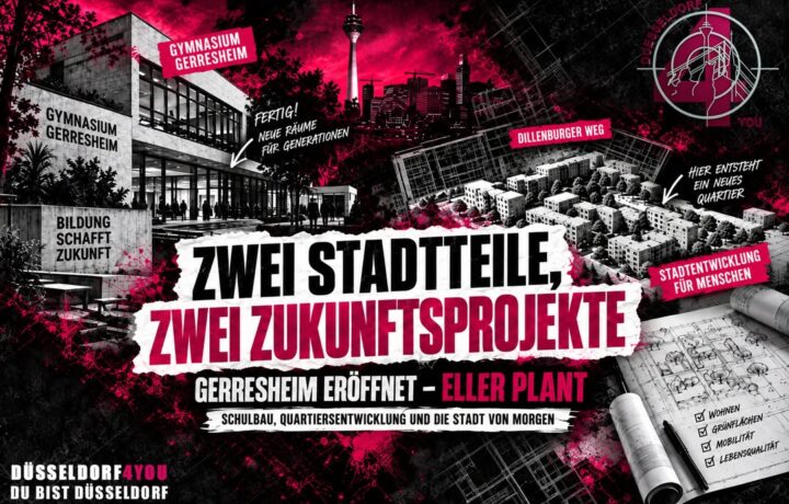 ☝️🫵👉 ZWEI STADTTEILE, ZWEI ZUKUNFTSPROJEKTE: IN GERRESHEIM WIRD ERÖFFNET, IN ELLER WIRD…