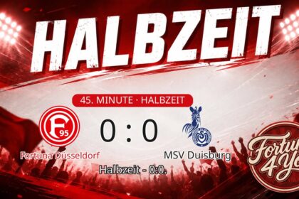 Halbzeit bei Fortuna Düsseldorf gegen MSV Duisburg. Spielstand: 0:0.