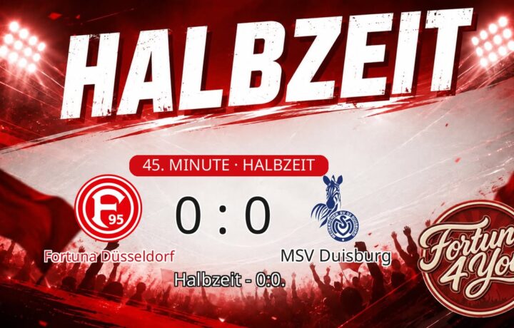 Halbzeit bei Fortuna Düsseldorf gegen MSV Duisburg. Spielstand: 0:0.