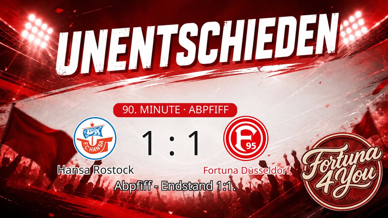 Abpfiff! Hansa Rostock 1:1 Fortuna Düsseldorf.