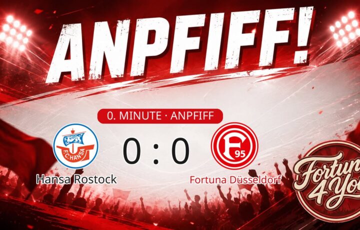 Anpfiff! Hansa Rostock gegen Fortuna Düsseldorf. Spielstand: 0:0.