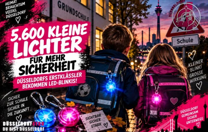 ☝️🫵👉 5.600 KLEINE LICHTER FÜR MEHR SICHERHEIT – DÜSSELDORFS ERSTKLÄSSLER BEKOMMEN LED-BLINKIS!