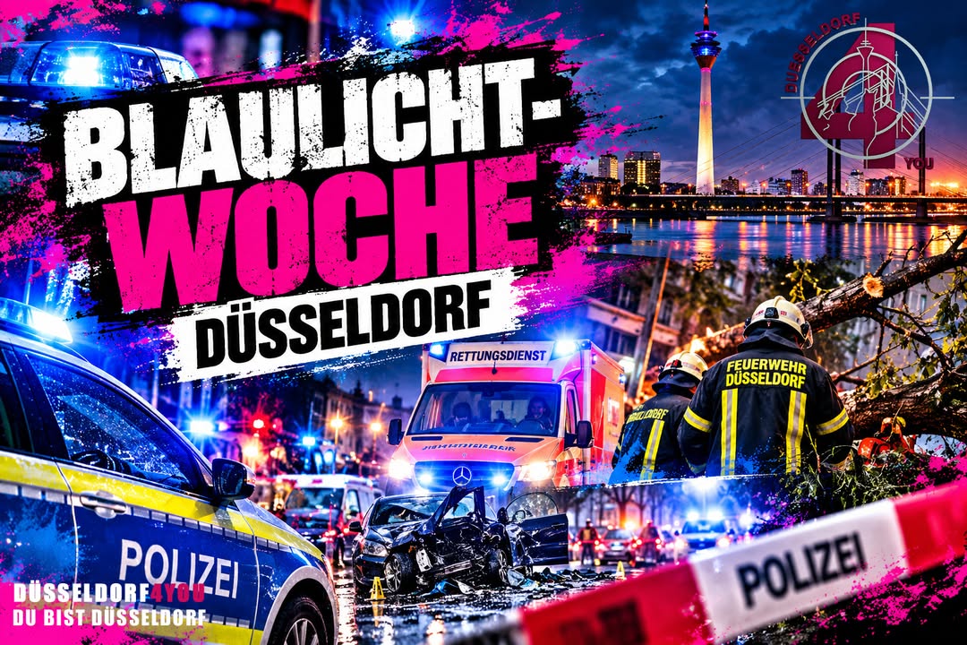 ☝️🫵👉 BLAULICHT-WOCHE DÜSSELDORF – MESSERANGRIFF, SCHWERE VERKEHRSUNFÄLLE UND 65 STURMEINSÄTZE