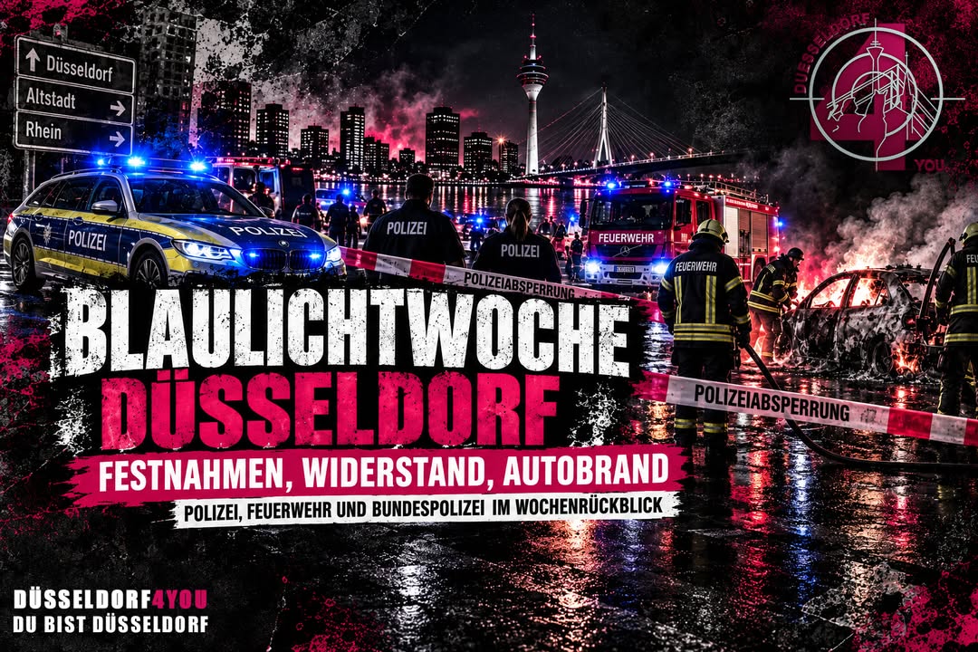 ☝️🫵👉 BLAULICHTWOCHE DÜSSELDORF: FESTNAHMEN, WIDERSTAND UND EIN AUTOBRAND IN FLINGERN
