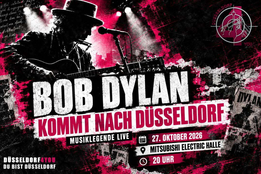 ☝️🫵👉 BOB DYLAN KOMMT NACH DÜSSELDORF – EINE MUSIKLEGENDE LIVE ERLEBEN