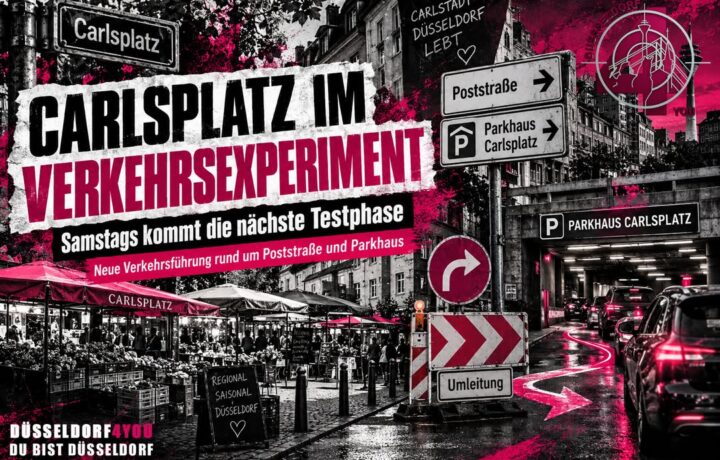 ☝️🫵👉 CARLSPLATZ IM VERKEHRSEXPERIMENT: SAMSTAGS KOMMT DIE NÄCHSTE TESTPHASE