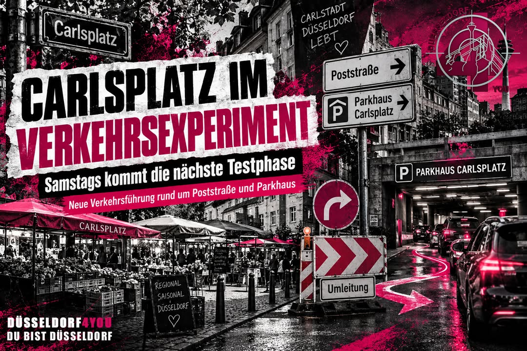 ☝️🫵👉 CARLSPLATZ IM VERKEHRSEXPERIMENT: SAMSTAGS KOMMT DIE NÄCHSTE TESTPHASE
