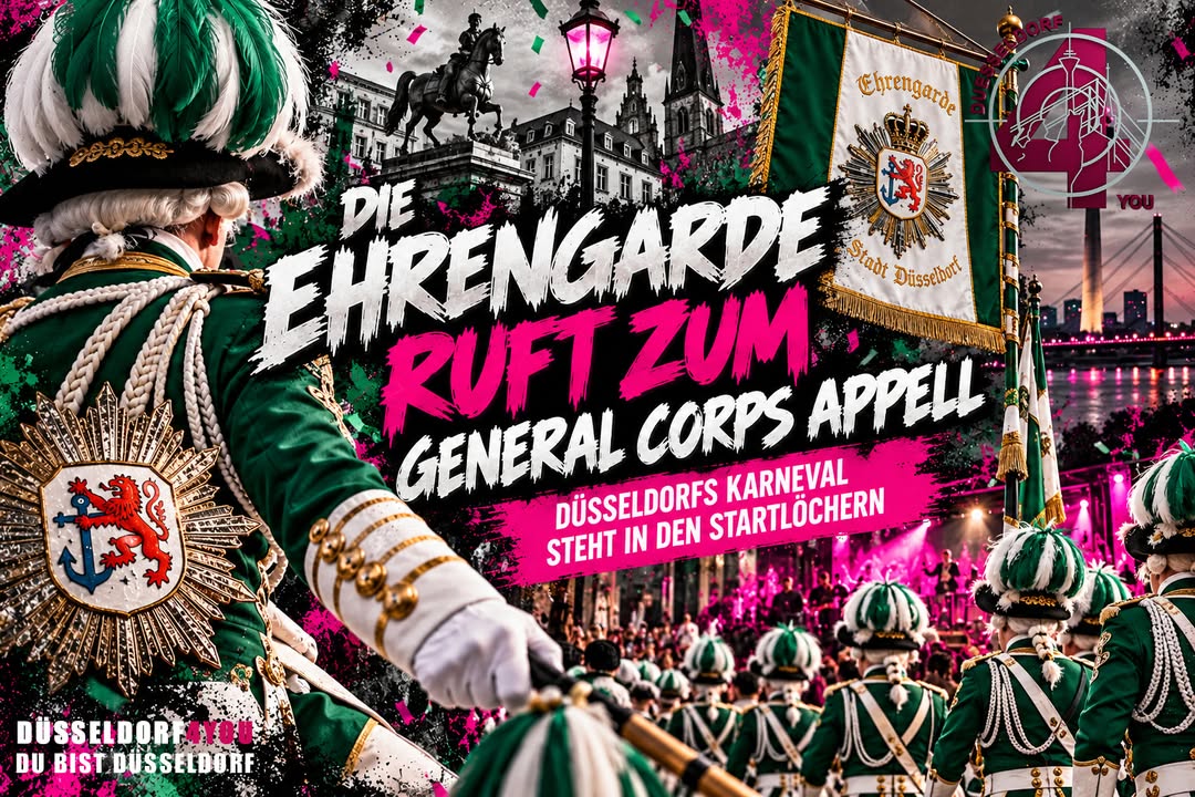 ☝️🫵👉 DIE EHRENGARDE RUFT ZUM GENERAL CORPS APPELL – DÜSSELDORFS KARNEVAL STEHT…
