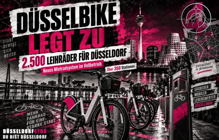 ☝️🫵👉 DÜSSELBIKE LEGT ZU: 2.500 LEIHRÄDER FÜR DÜSSELDORF
