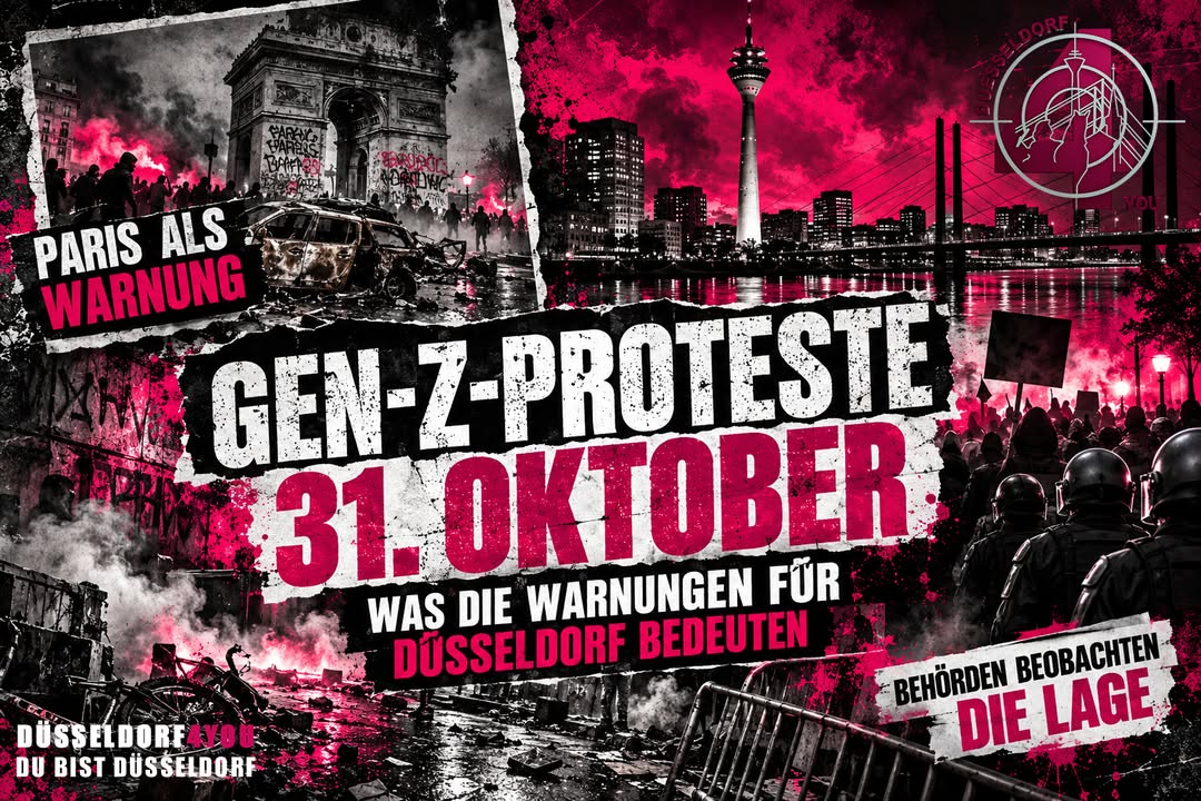 ☝️🫵👉 GEN-Z-PROTESTE AM 31. OKTOBER: WAS DIE WARNUNGEN FÜR DÜSSELDORF BEDEUTEN