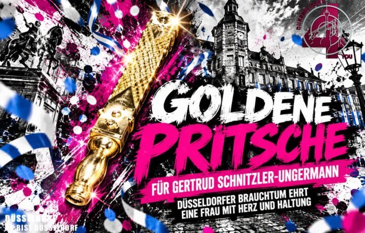 ☝️🫵👉 GOLDENE PRITSCHE FÜR GERTRUD SCHNITZLER-UNGERMANN – DÜSSELDORFER BRAUCHTUM EHRT EINE FRAU…
