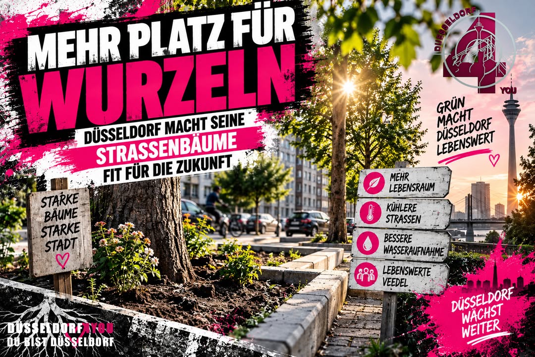 ☝️🫵👉 MEHR PLATZ FÜR WURZELN – DÜSSELDORF MACHT SEINE STRASSENBÄUME FIT FÜR…