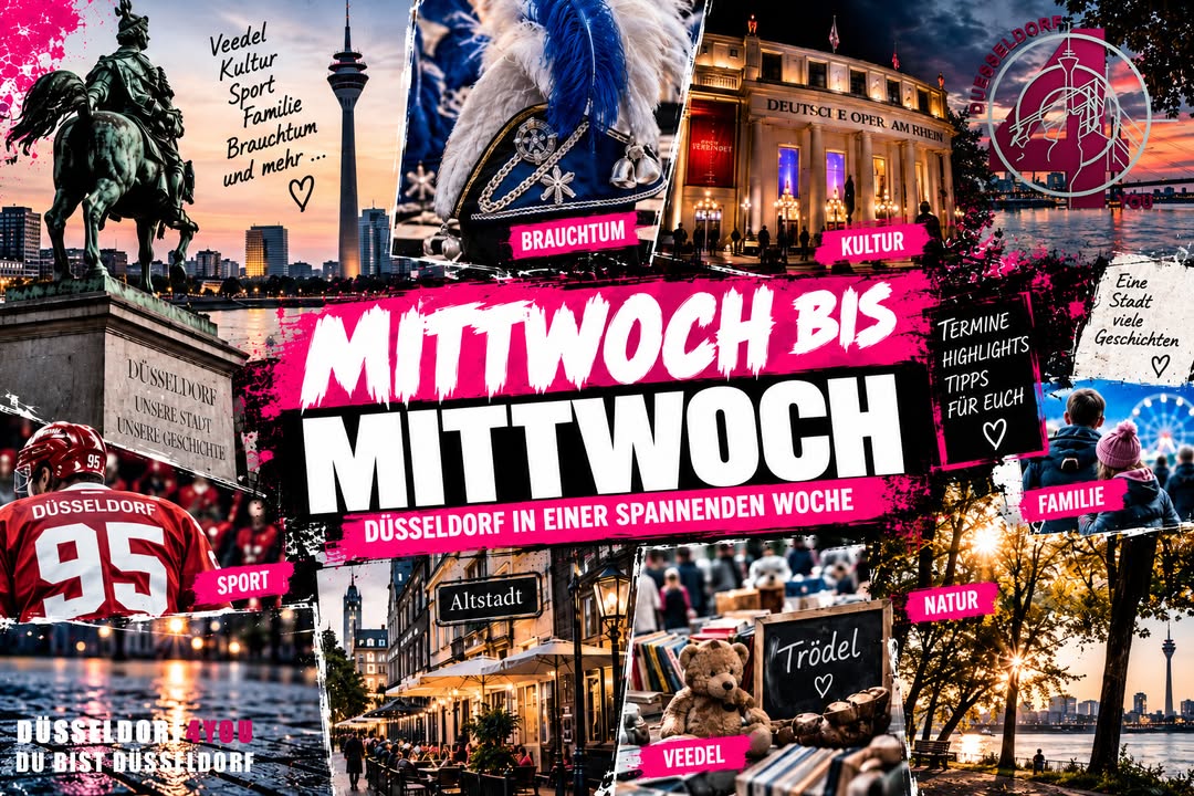 ☝️🫵👉 MITTWOCH BIS MITTWOCH: DÜSSELDORF ZWISCHEN BRAUCHTUM, STADTGESCHICHTE, KULTUR UND SPORT