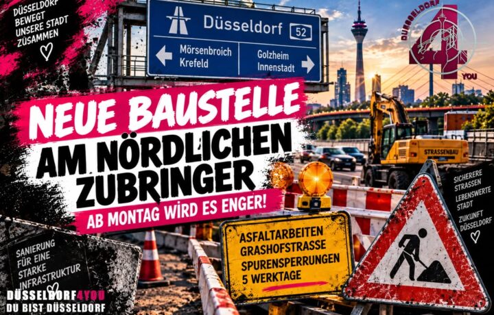 ☝️🫵👉 NEUE BAUSTELLE AM NÖRDLICHEN ZUBRINGER – AB MONTAG WIRD ES ENGER!