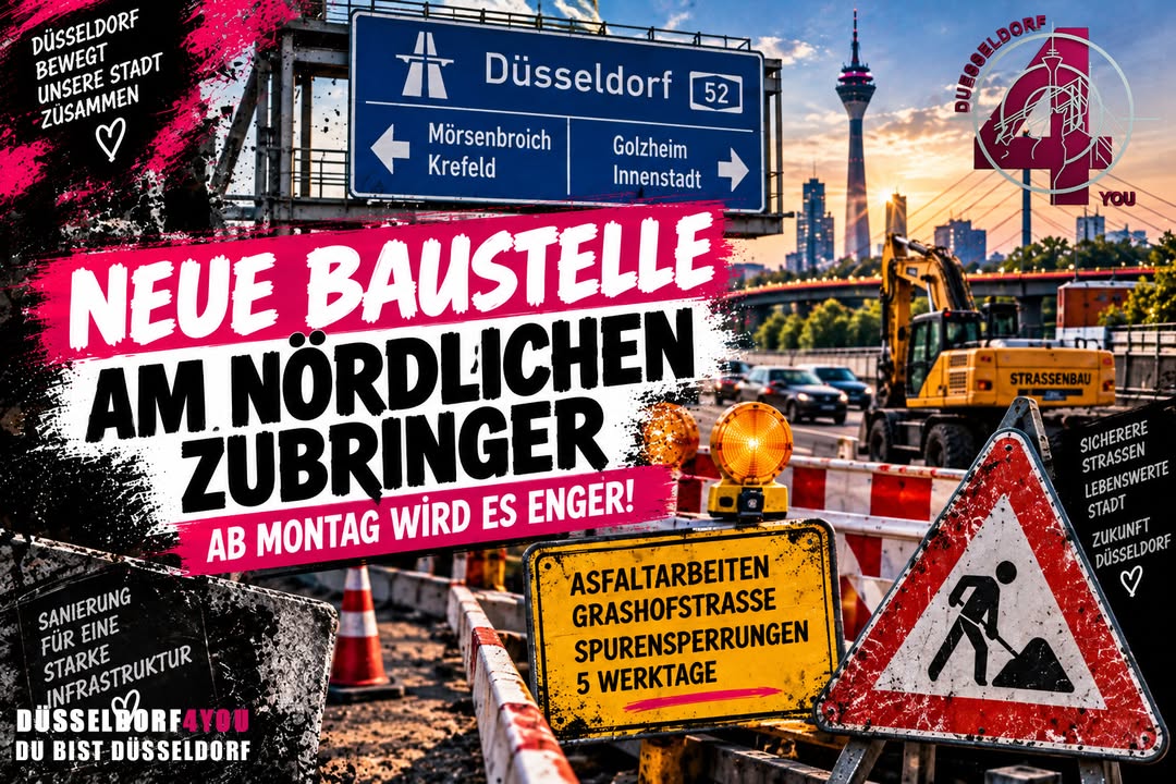 ☝️🫵👉 NEUE BAUSTELLE AM NÖRDLICHEN ZUBRINGER – AB MONTAG WIRD ES ENGER!