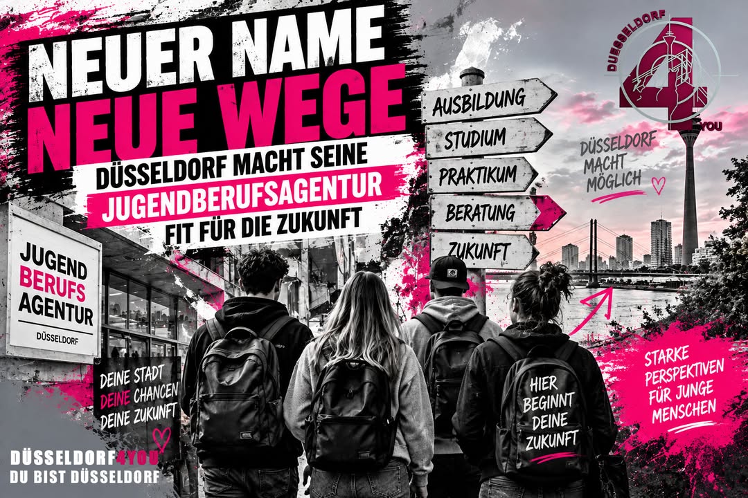 ☝️🫵👉 NEUER NAME, NEUE WEGE – DÜSSELDORF MACHT SEINE JUGENDBERUFSAGENTUR FIT FÜR…