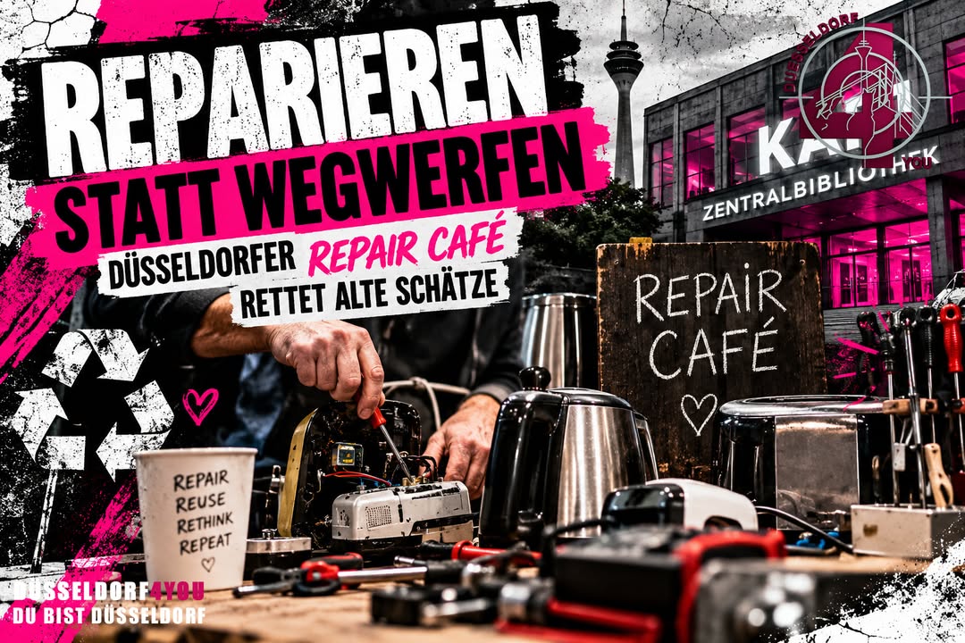 ☝️🫵👉 REPARIEREN STATT WEGWERFEN – DÜSSELDORFER REPAIR CAFÉ RETTET ALTE SCHÄTZE