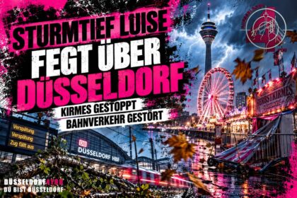 ☝️🫵👉 STURMTIEF LUISE FEGT ÜBER DÜSSELDORF – KIRMES GESTOPPT, BAHNVERKEHR GESTÖRT
