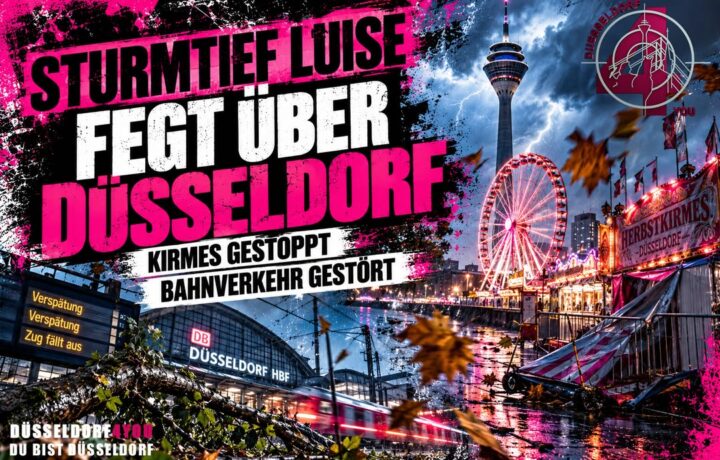 ☝️🫵👉 STURMTIEF LUISE FEGT ÜBER DÜSSELDORF – KIRMES GESTOPPT, BAHNVERKEHR GESTÖRT
